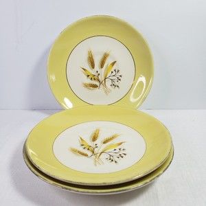 Vintage Semi Vitreous china golden wheat tea cup saucer lot of 3